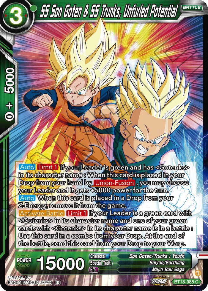 SS Son Goten & SS Trunks, Unfurled Potential (BT18-085) [Dawn of the Z-Legends] | Devastation Store