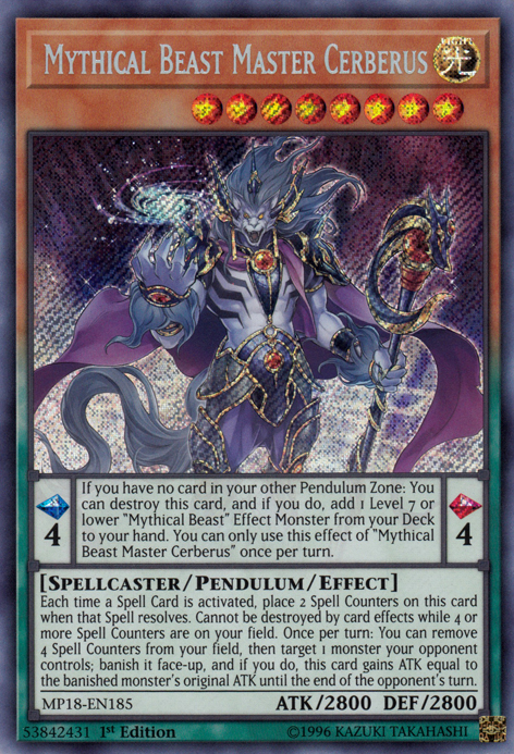 Mythical Beast Master Cerberus [MP18-EN185] Secret Rare | Devastation Store