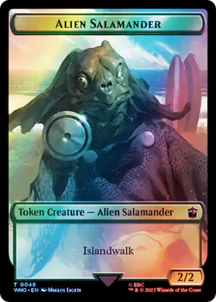 Alien // Alien Salamander Double-Sided Token (Surge Foil) [Doctor Who Tokens] | Devastation Store