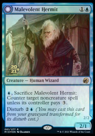 Malevolent Hermit // Benevolent Geist [Innistrad: Midnight Hunt Prerelease Promos] | Devastation Store