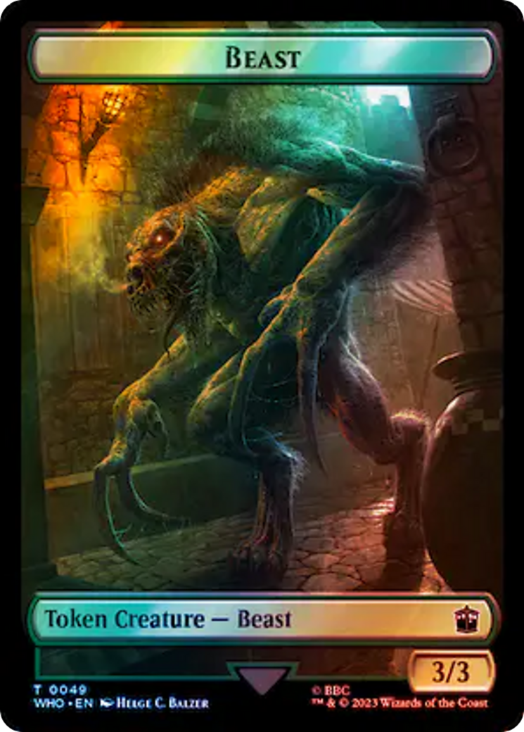 Human Noble // Beast Double-Sided Token (Surge Foil) [Doctor Who Tokens] | Devastation Store