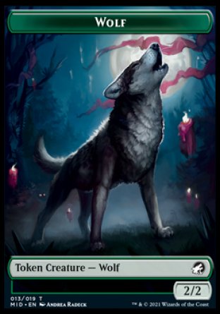 Wolf // Spirit Double-sided Token [Innistrad: Midnight Hunt Tokens] | Devastation Store