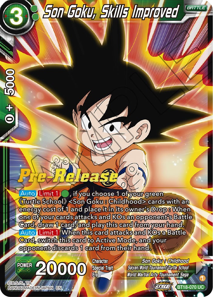 Son Goku, Skills Improved (BT18-070) [Dawn of the Z-Legends Prerelease Promos] | Devastation Store