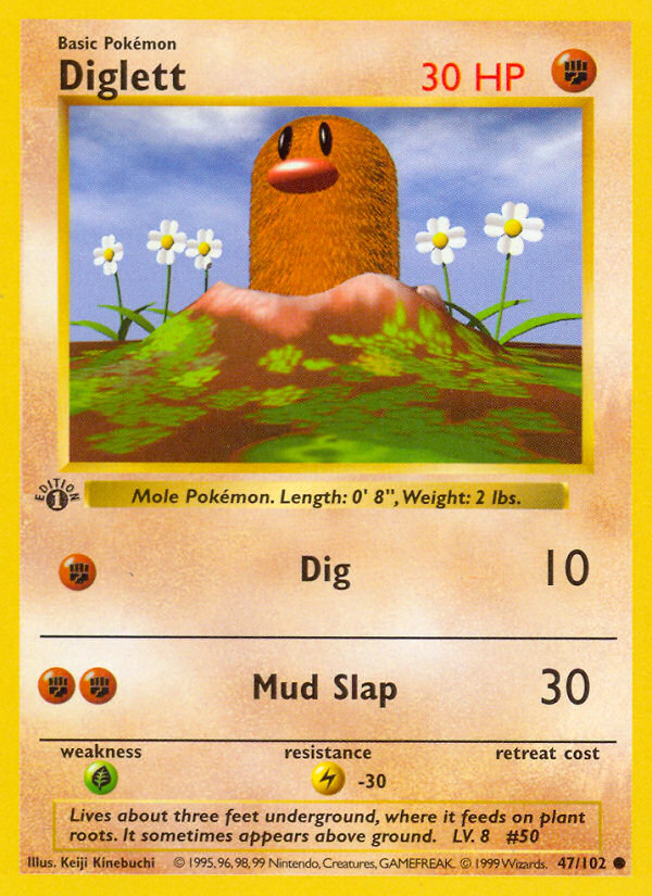 Diglett (47/102) (Shadowless) [Base Set 1st Edition] | Devastation Store