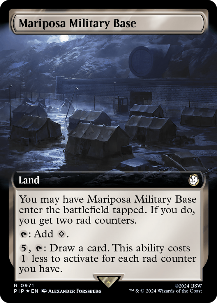 Mariposa Military Base (Extended Art) (Surge Foil) [Fallout] | Devastation Store