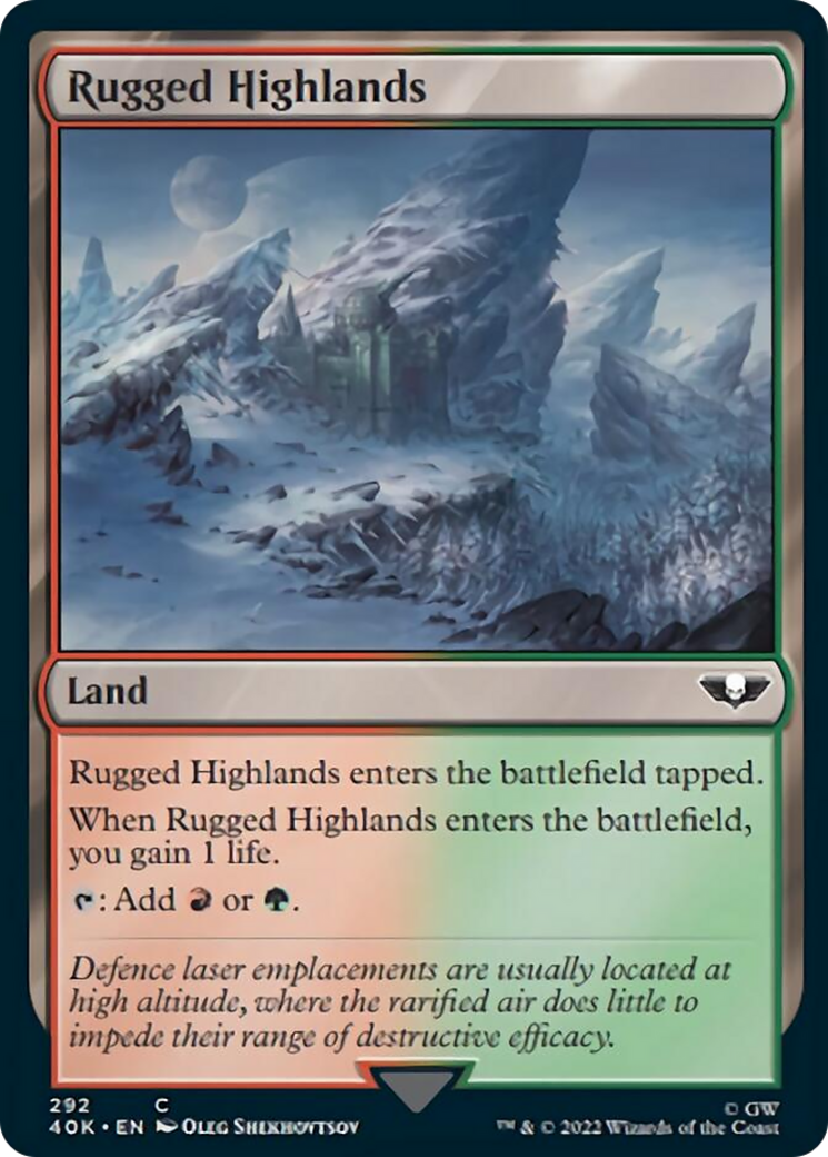Rugged Highlands (Surge Foil) [Universes Beyond: Warhammer 40,000] | Devastation Store