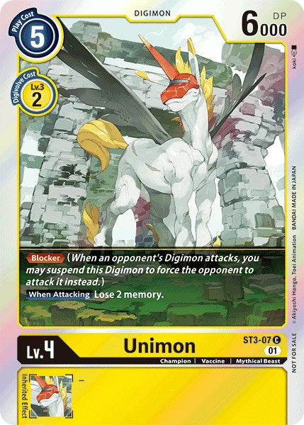 Unimon [ST3-07] (Official Tournament Pack Vol.4) [Starter Deck: Heaven's Yellow Promos] | Devastation Store