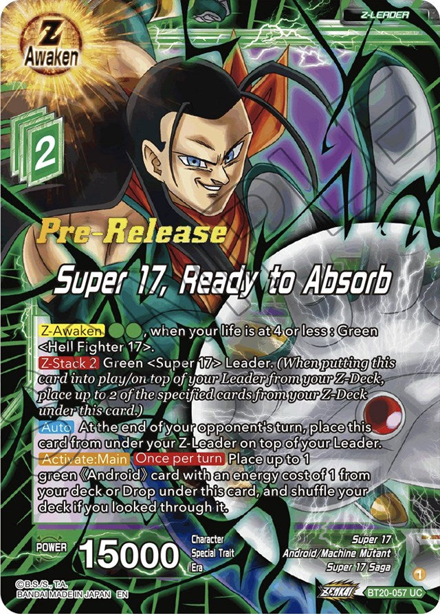 Super 17, Ready to Absorb (BT20-057) [Power Absorbed Prerelease Promos] | Devastation Store
