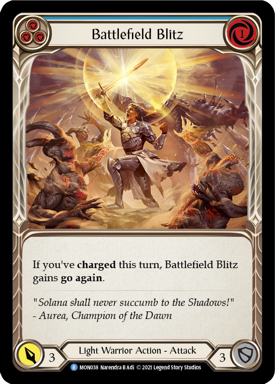 Battlefield Blitz (Blue) (Rainbow Foil) [MON038-RF] 1st Edition Rainbow Foil - Devastation Store | Devastation Store