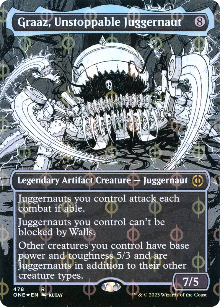 Graaz, Unstoppable Juggernaut (Borderless Manga Step-and-Compleat Foil) [Phyrexia: All Will Be One] | Devastation Store