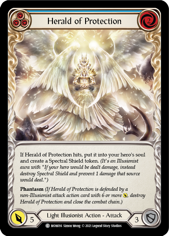Herald of Protection (Blue) (Rainbow Foil) [MON016-RF] 1st Edition Rainbow Foil - Devastation Store | Devastation Store
