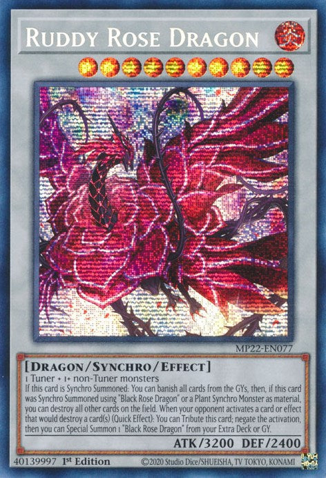 Ruddy Rose Dragon [MP22-EN077] Prismatic Secret Rare | Devastation Store
