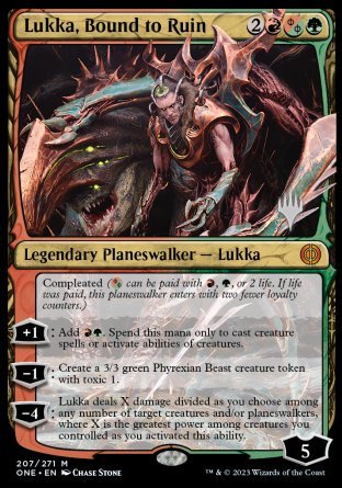 Lukka, Bound to Ruin (Promo Pack) [Phyrexia: All Will Be One Promos] | Devastation Store