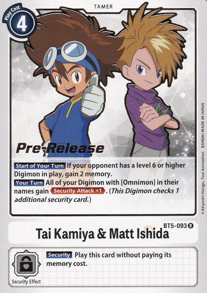 Tai Kamiya & Matt Ishida [BT5-093] [Battle of Omni Pre-Release Promos] | Devastation Store
