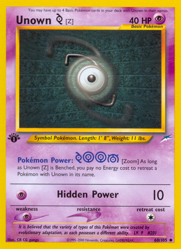 Unown [Z] (60/105) [Neo Destiny 1st Edition] | Devastation Store