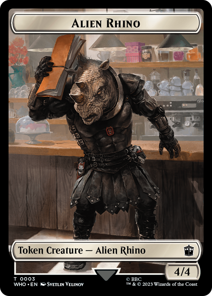 Alien Rhino // Alien Salamander Double-Sided Token (Surge Foil) [Doctor Who Tokens] | Devastation Store