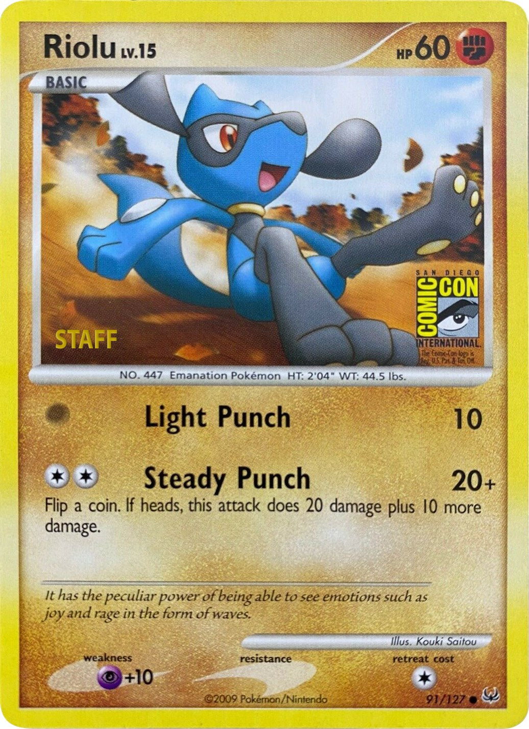 Riolu (91/127) (SDCC 2009) (Staff) [Platinum: Base Set] | Devastation Store