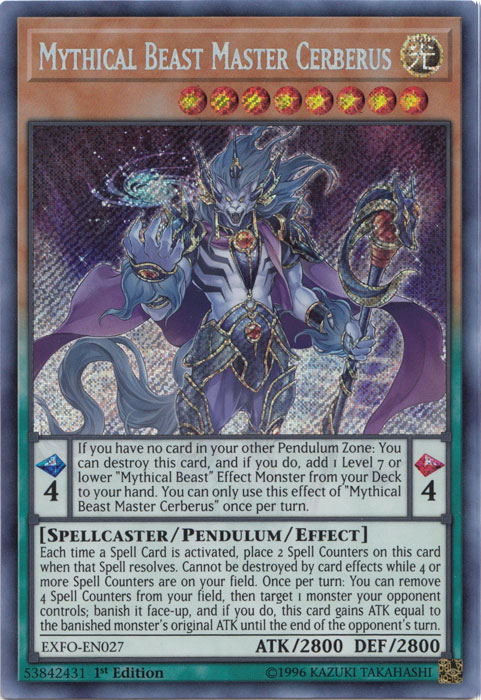 Mythical Beast Master Cerberus [EXFO-EN027] Secret Rare | Devastation Store