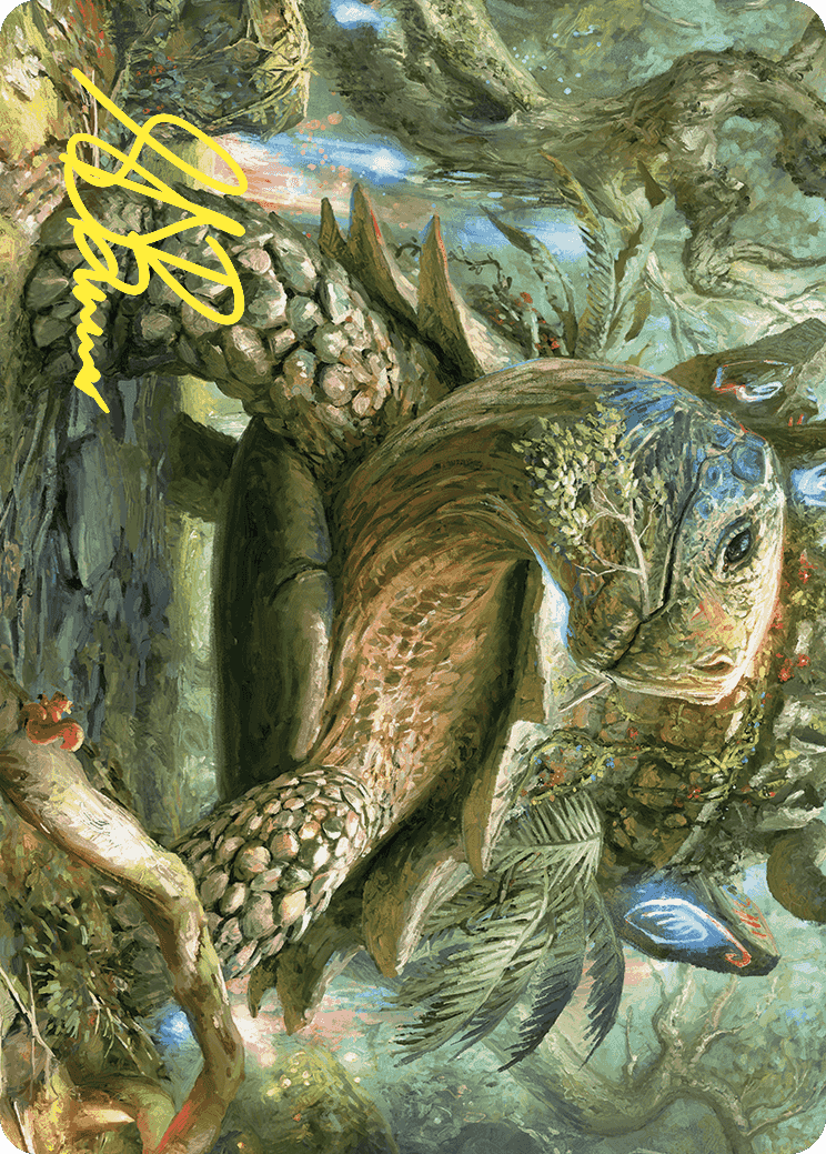Blossoming Tortoise Art Card (Gold-Stamped Signature) [Wilds of Eldraine Art Series] | Devastation Store