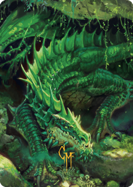 Lurking Green Dragon Art Card (Gold-Stamped Signature) [Commander Legends: Battle for Baldur's Gate Art Series] | Devastation Store