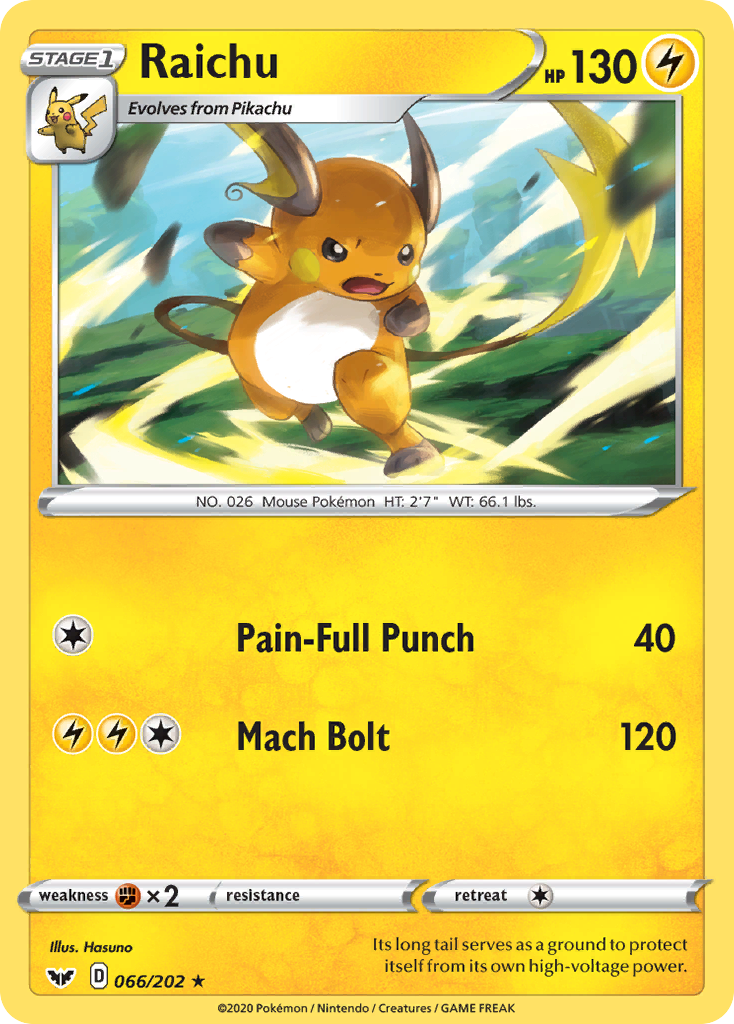 Raichu (066/202) [Sword & Shield: Base Set] | Devastation Store