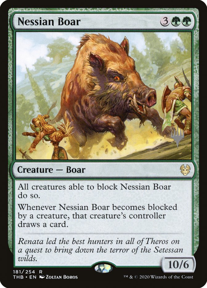 Nessian Boar (Promo Pack) [Theros Beyond Death Promos] | Devastation Store