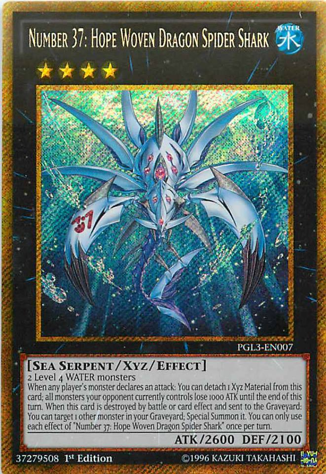 Number 37: Hope Woven Dragon Spider Shark [PGL3-EN007] Gold Secret Rare | Devastation Store