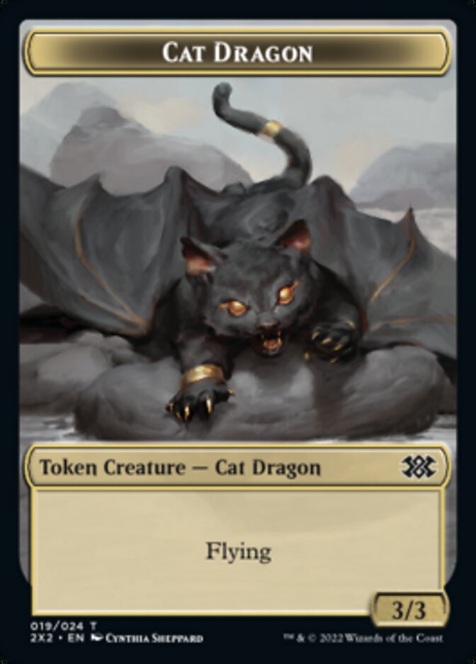 Cat Dragon // Soldier Double-sided Token [Double Masters 2022 Tokens] | Devastation Store