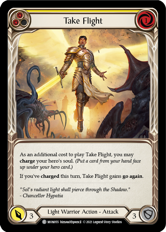 Take Flight (Yellow) (Rainbow Foil) [MON055-RF] 1st Edition Rainbow Foil - Devastation Store | Devastation Store