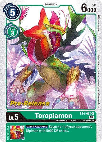 Toropiamon [BT6-051] [Double Diamond Pre-Release Cards] | Devastation Store