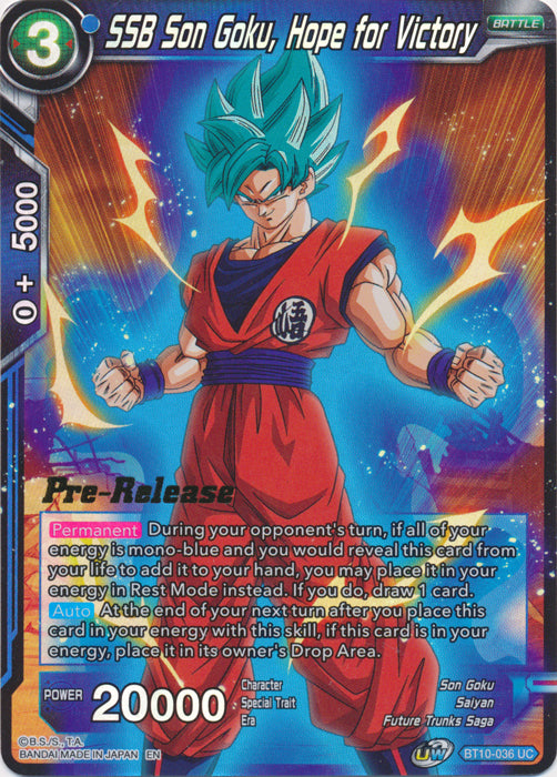 SSB Son Goku, Hope for Victory (BT10-036) [Rise of the Unison Warrior Prerelease Promos] | Devastation Store