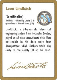 1996 Leon Lindback Biography Card [World Championship Decks] | Devastation Store