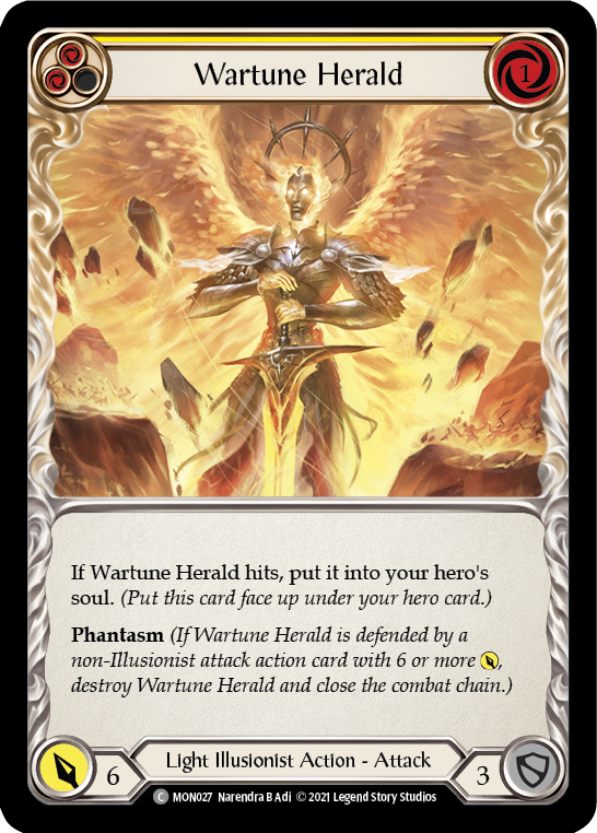 Wartune Herald (Yellow) (Rainbow Foil) [MON027-RF] 1st Edition Rainbow Foil - Devastation Store | Devastation Store