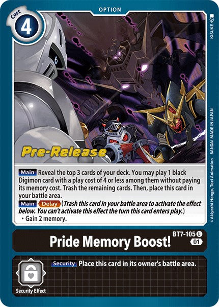 Pride Memory Boost! [BT7-105] [Next Adventure Pre-Release Cards] | Devastation Store