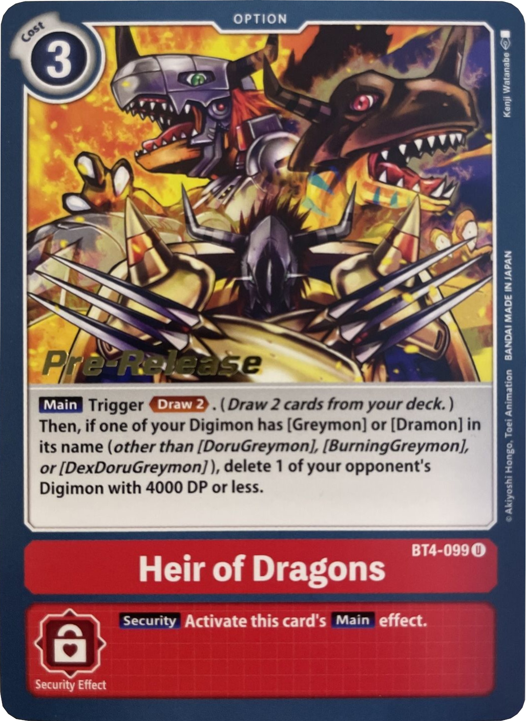 Heir of Dragons [BT4-099] [Great Legend Pre-Release Promos] | Devastation Store