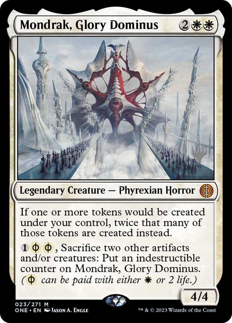 Mondrak, Glory Dominus (Promo Pack) [Phyrexia: All Will Be One Promos] | Devastation Store