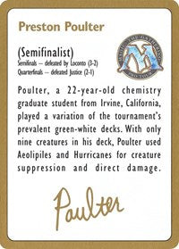 1996 Preston Poulter Biography Card [World Championship Decks] | Devastation Store