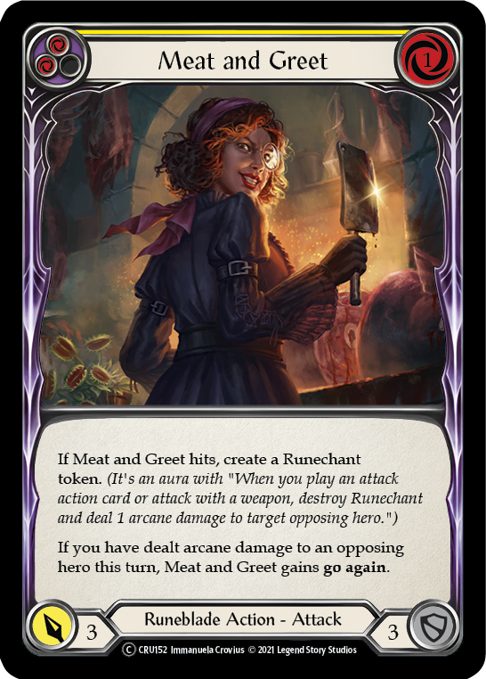 Meat and Greet (Yellow) (Rainbow Foil) [CRU152-RF] Unlimited Rainbow Foil | Devastation Store