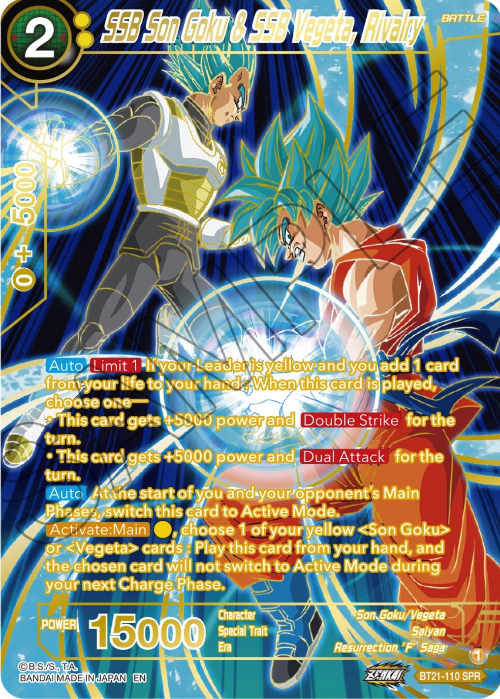 SSB Son Goku & SSB Vegeta, Rivalry (SPR) (BT21-110) [Wild Resurgence] | Devastation Store