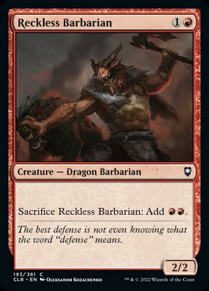 Reckless Barbarian [Commander Legends: Battle for Baldur's Gate] | Devastation Store