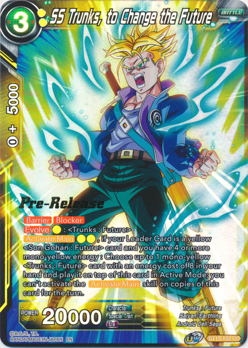 SS Trunks, to Change the Future (BT13-102) [Supreme Rivalry Prerelease Promos] | Devastation Store