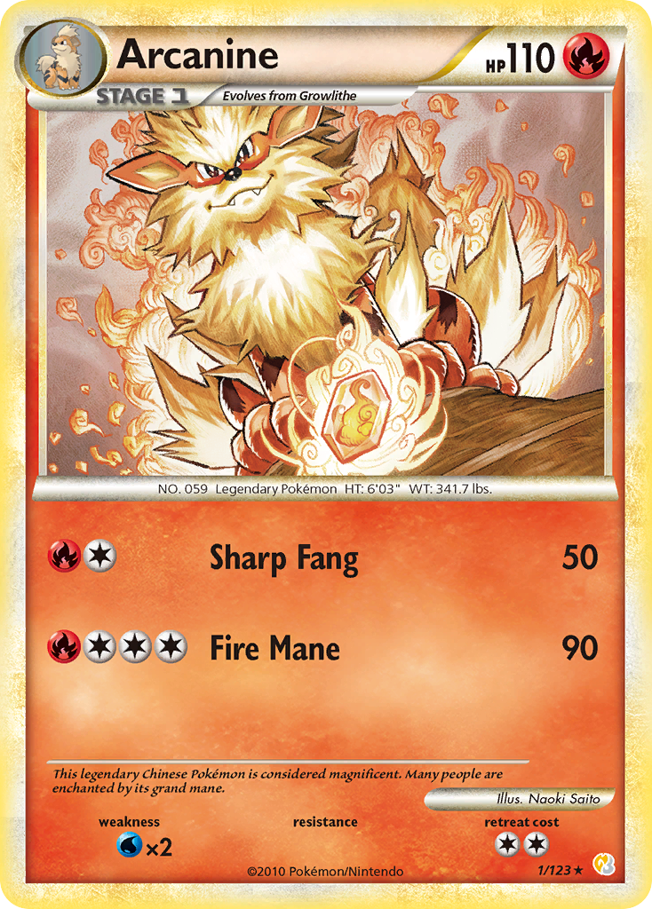 Arcanine (1/123) [HeartGold & SoulSilver: Base Set] | Devastation Store