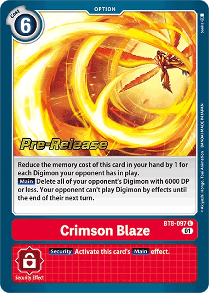 Crimson Blaze [BT8-097] [New Awakening Pre-Release Cards] | Devastation Store