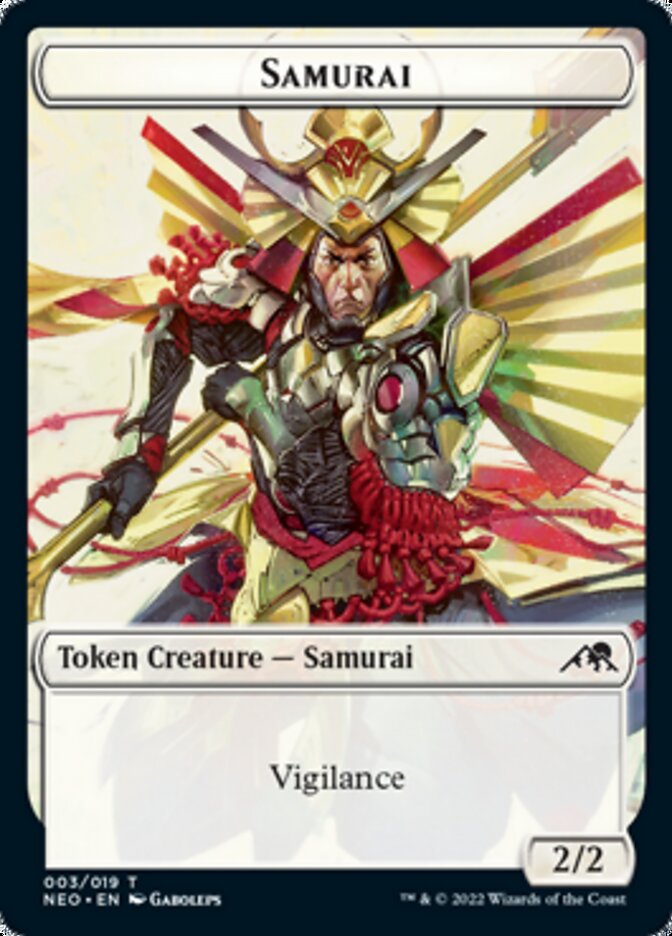 Samurai // Tezzeret, Betrayer of Flesh Emblem Double-sided Token [Kamigawa: Neon Dynasty Tokens] | Devastation Store