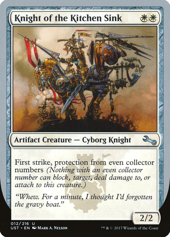 Knight of the Kitchen Sink ("protection from even collector numbers") [Unstable] | Devastation Store