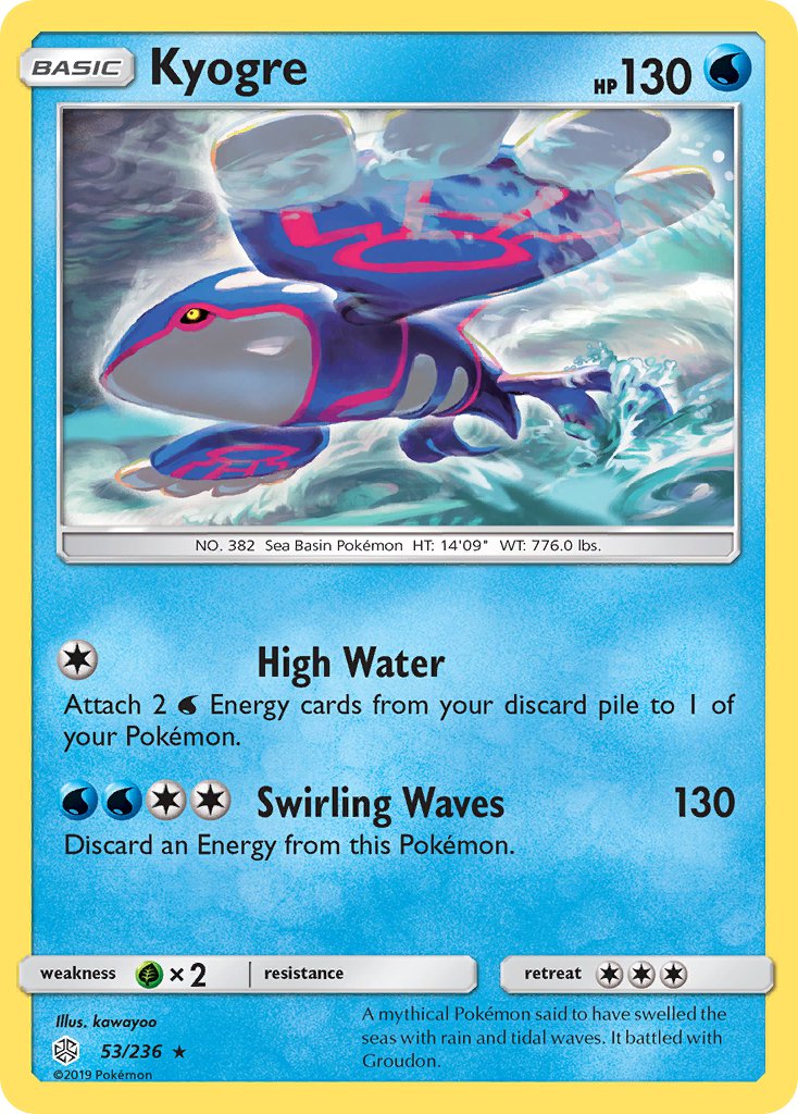 Kyogre (53/236) (Cracked Ice Holo) (Theme Deck Exclusive) [Sun & Moon: Cosmic Eclipse] | Devastation Store