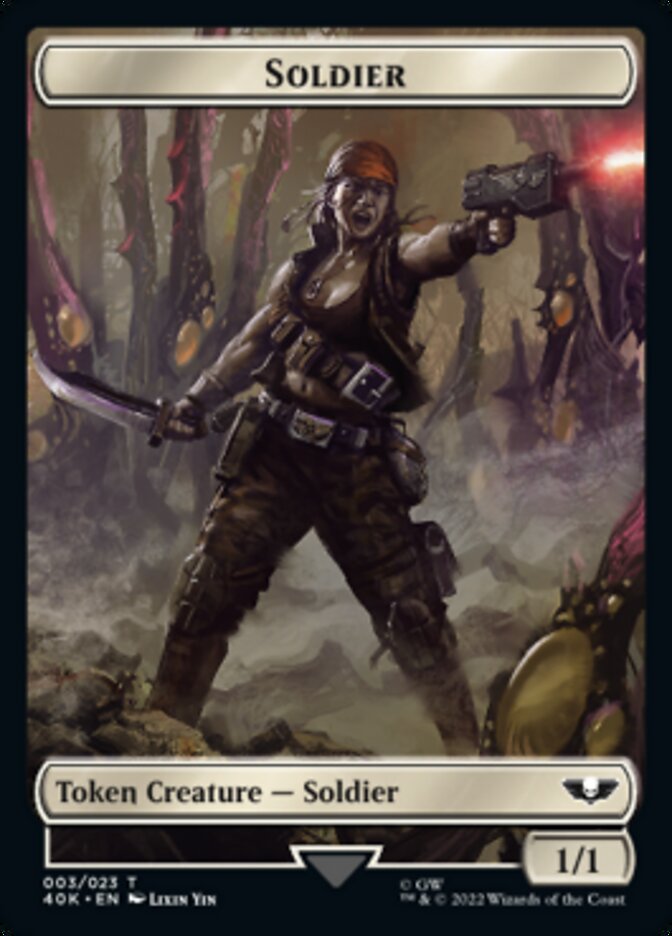 Soldier (003) // Sicarian Infiltrator Double-sided Token (Surge Foil) [Universes Beyond: Warhammer 40,000 Tokens] | Devastation Store