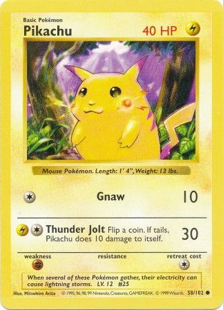 Pikachu (58/102) (Red Cheeks Misprint) [Base Set Shadowless Unlimited] | Devastation Store