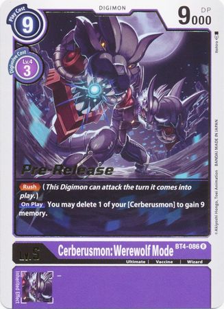 Cerberusmon: Werewolf Mode [BT4-086] [Great Legend Pre-Release Promos] | Devastation Store