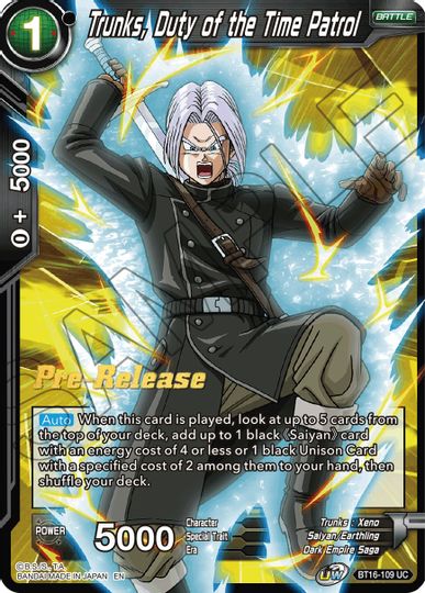 Trunks, Duty of the Time Patrol (BT16-109) [Realm of the Gods Prerelease Promos] | Devastation Store